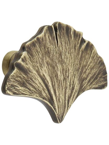 Ginkgo Leaf Knob in Antique Brass.
